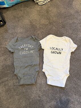 jumping beans Grey & White Baby One-Piece Bodysuit Duo with Playful Text